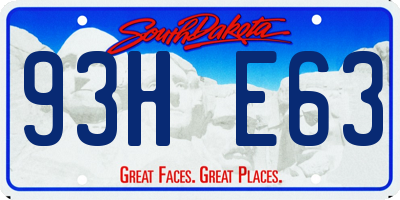 SD license plate 93HE63