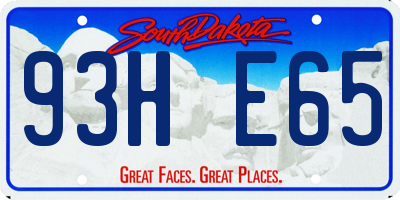 SD license plate 93HE65