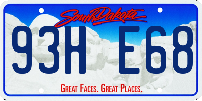 SD license plate 93HE68