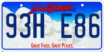SD license plate 93HE86