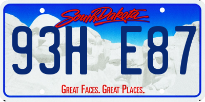 SD license plate 93HE87
