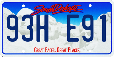 SD license plate 93HE91