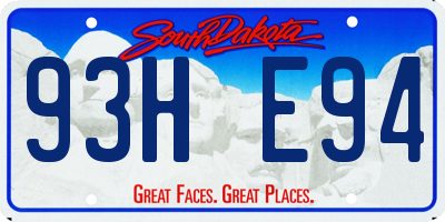SD license plate 93HE94