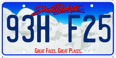 SD license plate 93HF25