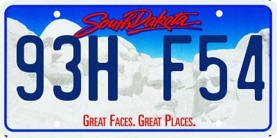 SD license plate 93HF54