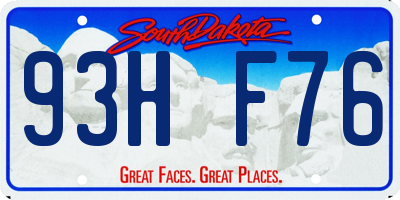 SD license plate 93HF76