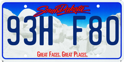 SD license plate 93HF80