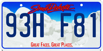 SD license plate 93HF81