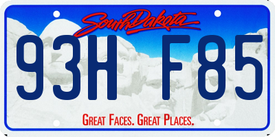 SD license plate 93HF85