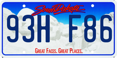 SD license plate 93HF86
