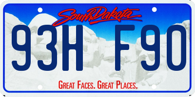 SD license plate 93HF90