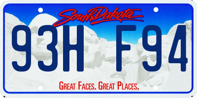 SD license plate 93HF94