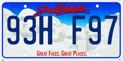 SD license plate 93HF97