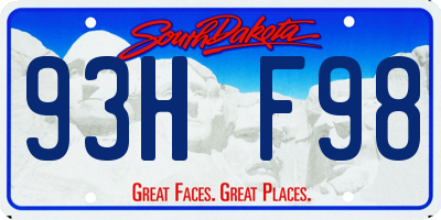 SD license plate 93HF98