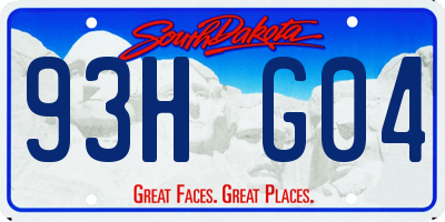 SD license plate 93HG04