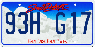 SD license plate 93HG17
