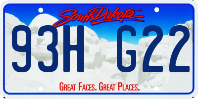 SD license plate 93HG22