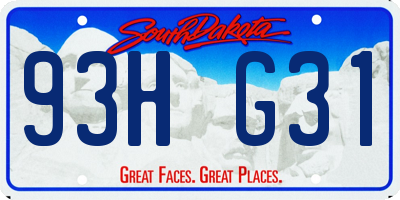SD license plate 93HG31