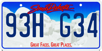 SD license plate 93HG34