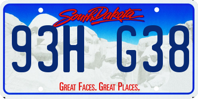 SD license plate 93HG38