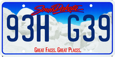 SD license plate 93HG39