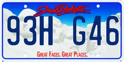 SD license plate 93HG46