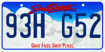 SD license plate 93HG52