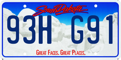 SD license plate 93HG91