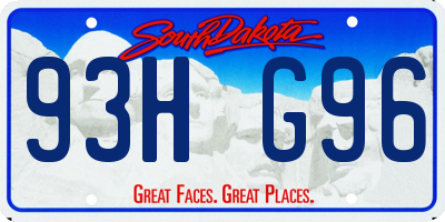 SD license plate 93HG96