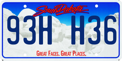 SD license plate 93HH36