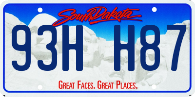 SD license plate 93HH87