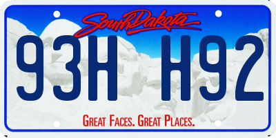 SD license plate 93HH92