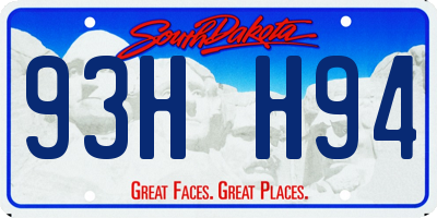 SD license plate 93HH94