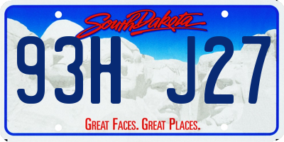 SD license plate 93HJ27