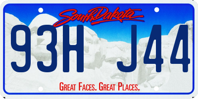 SD license plate 93HJ44