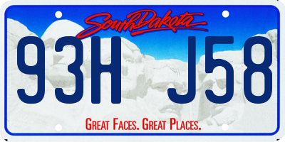 SD license plate 93HJ58