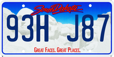 SD license plate 93HJ87