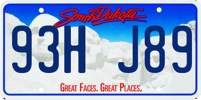 SD license plate 93HJ89