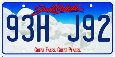 SD license plate 93HJ92