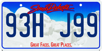 SD license plate 93HJ99