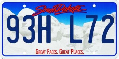 SD license plate 93HL72