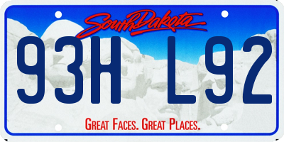 SD license plate 93HL92