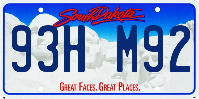 SD license plate 93HM92