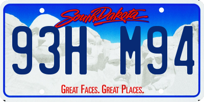 SD license plate 93HM94
