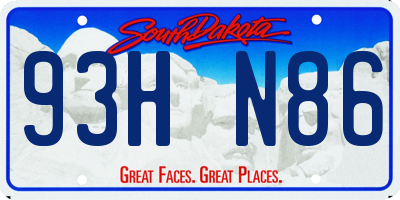 SD license plate 93HN86
