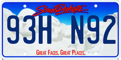 SD license plate 93HN92