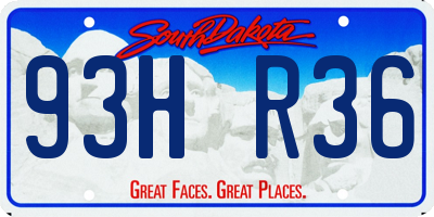 SD license plate 93HR36