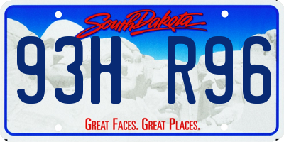 SD license plate 93HR96