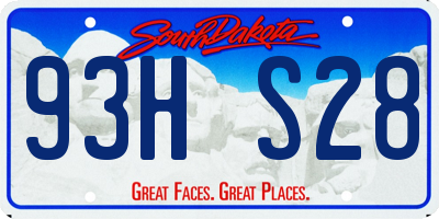 SD license plate 93HS28