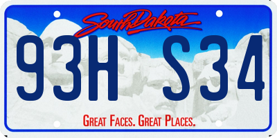 SD license plate 93HS34
